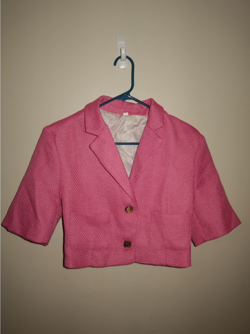 Women's Pink Cropped Blazer Jacket